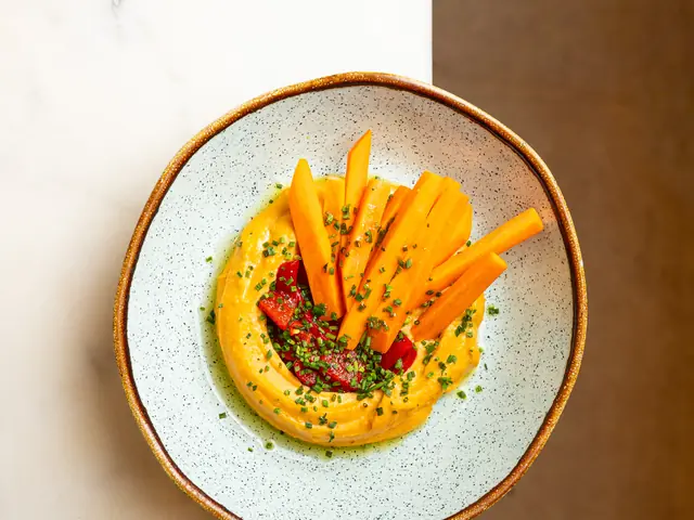 Photo: Roasted piquillo pepper hummus with chives