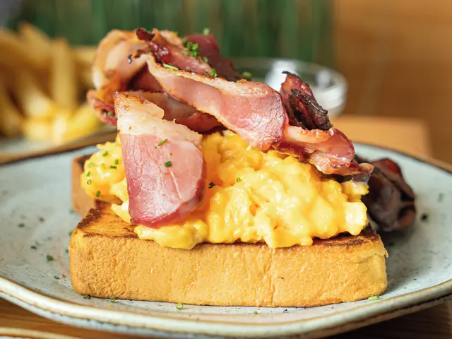 Photo: Scrambled eggs with bacon